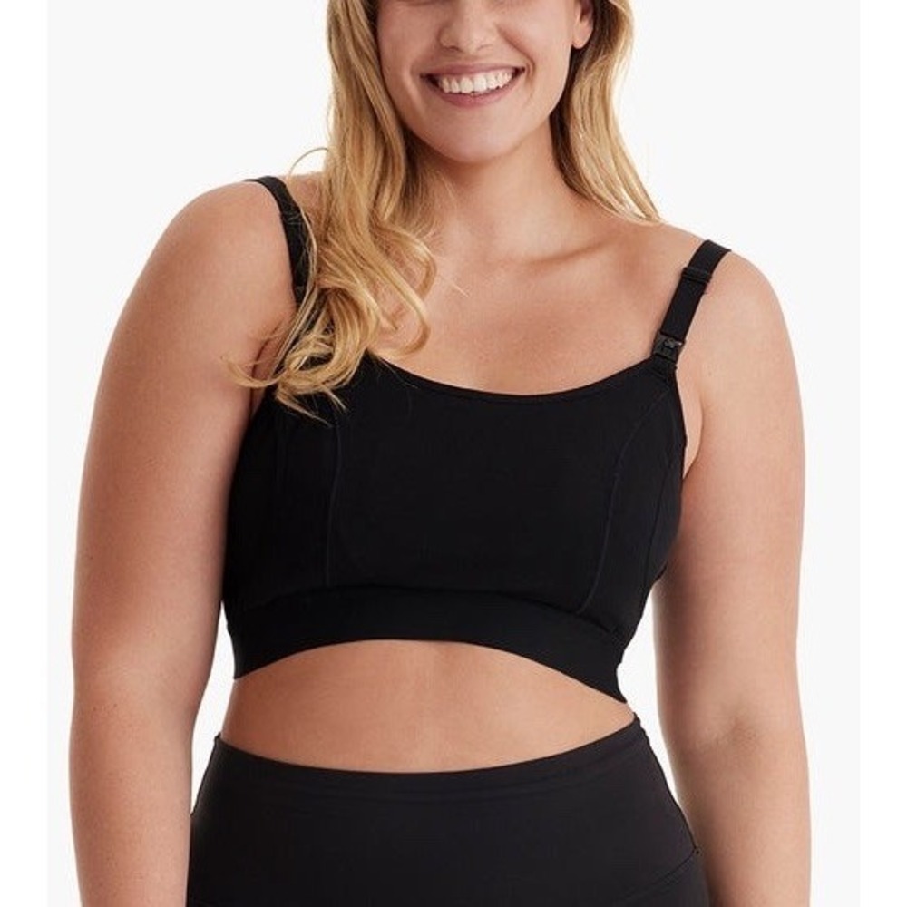Momcozy The Original Basic Nursing Pumping Bra Size Large Soft Wireless Black